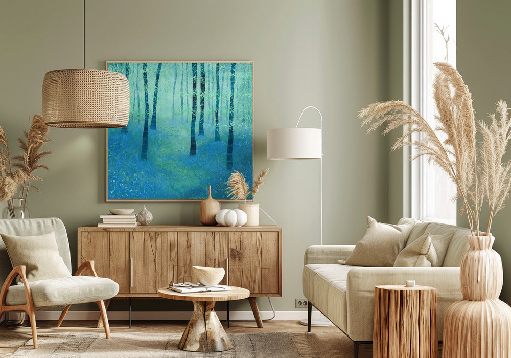 Bos met blauwe klokjes | Canvas