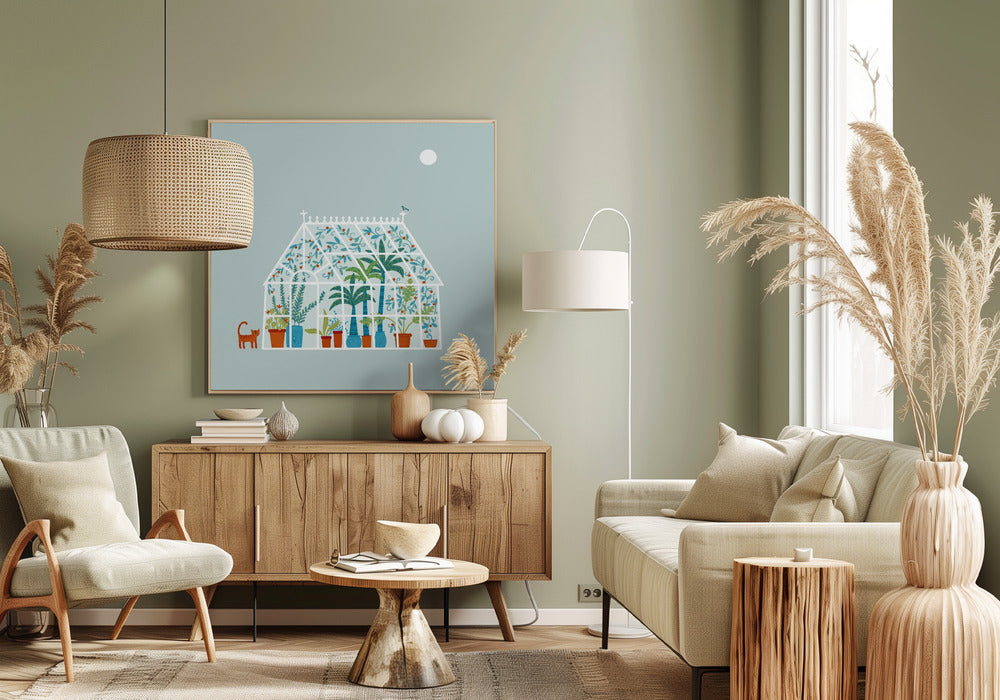 Kas gevuld met diverse planten | Canvas