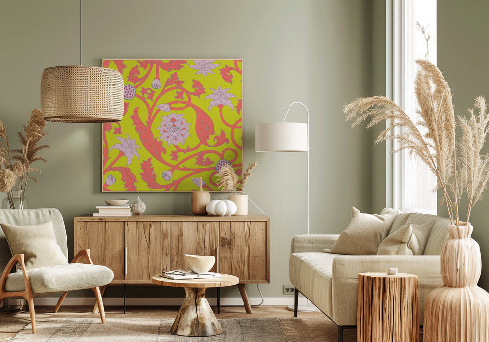 Bloemen grillig doolhof | Canvas