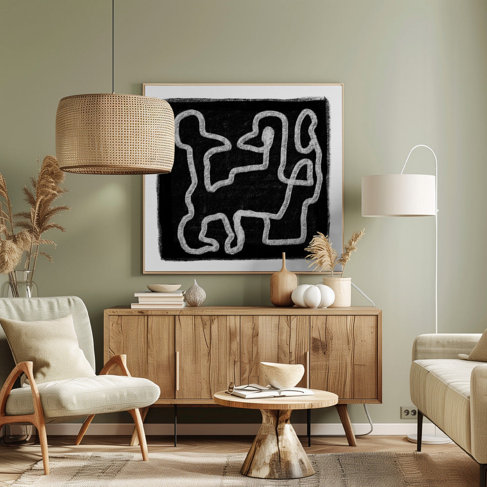 Zwarte Krabbel 2 | Canvas
