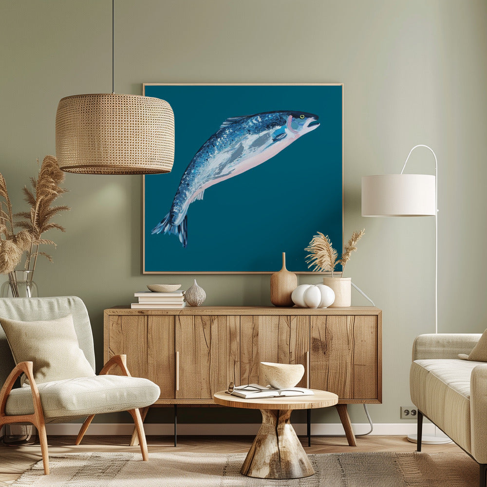 Springende Zalm | Canvas