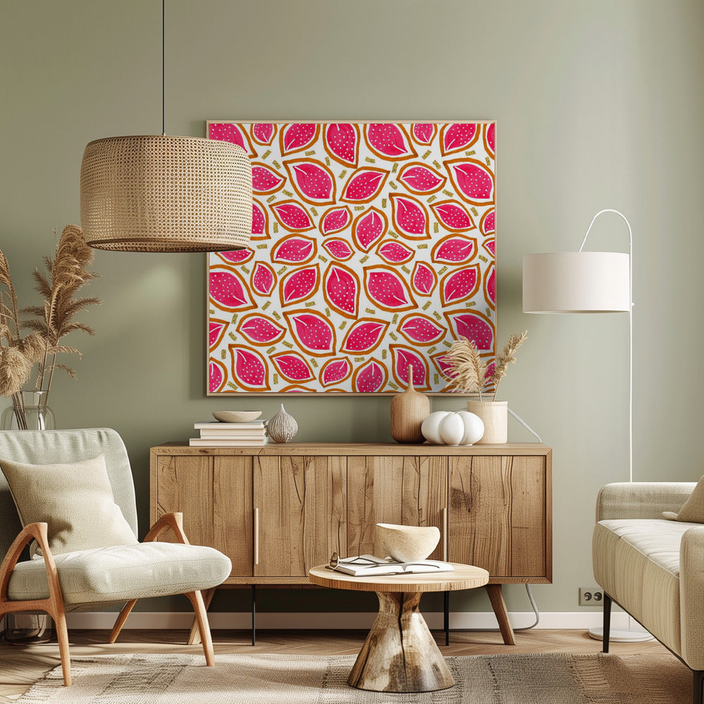 Koraal glitter verspreide bladeren stippen | Canvas