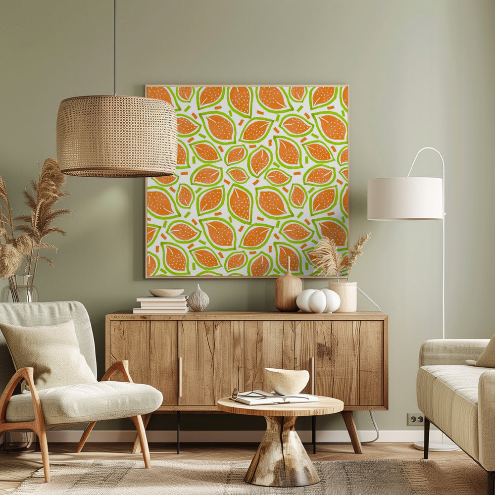 Meloen verspreide bladeren stippen | Canvas