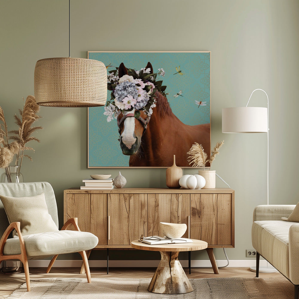 Lentebloemenmuts op paard | Canvas
