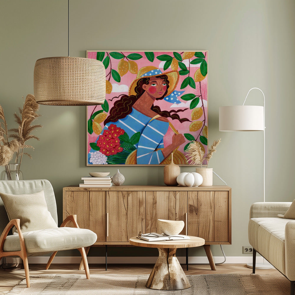 Portret van een vrouw aan de Amalfikust in Italië | Canvas