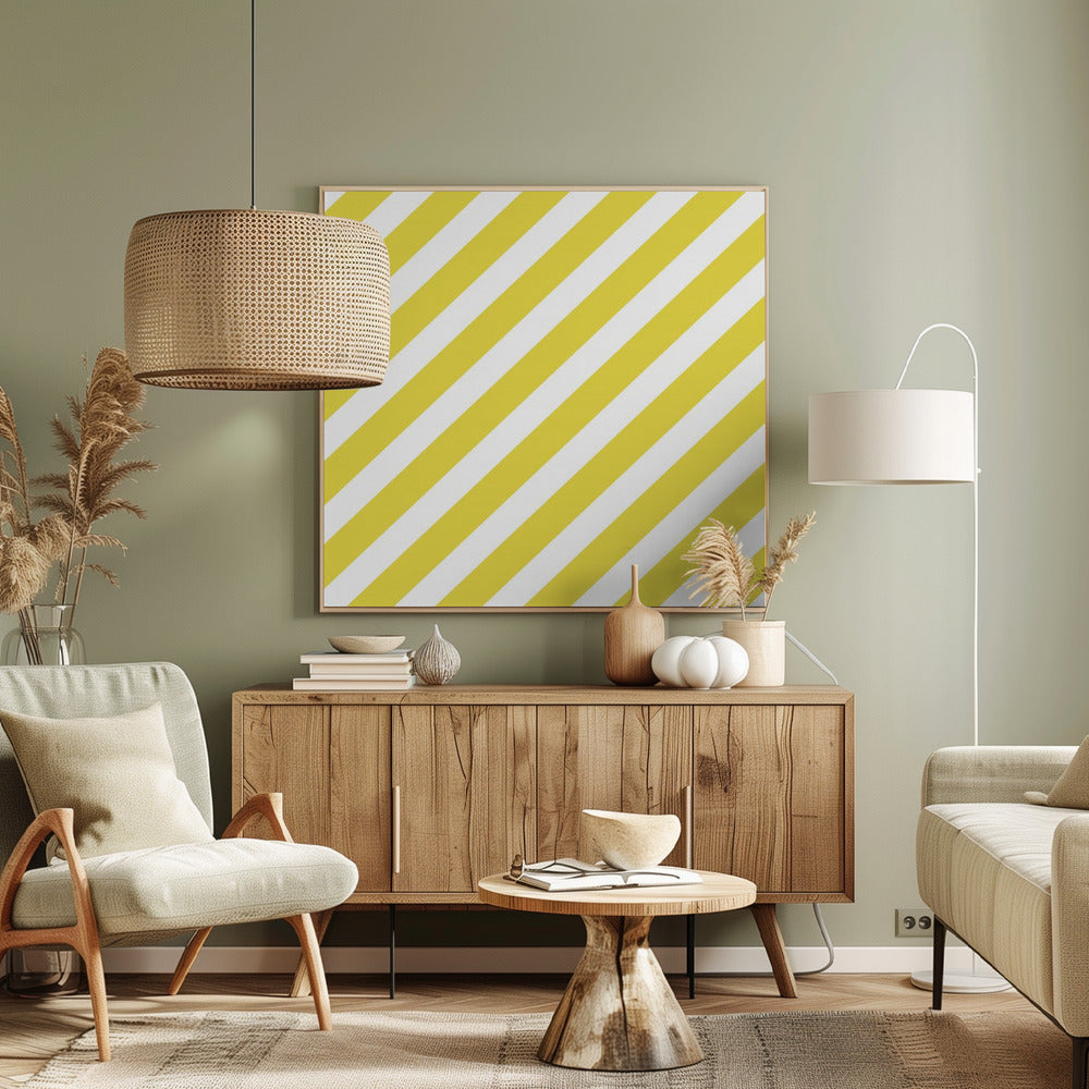 Gele en witte strepen | Canvas
