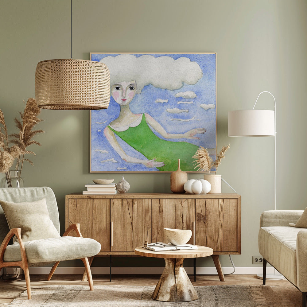 Hoofd in de wolken | Canvas