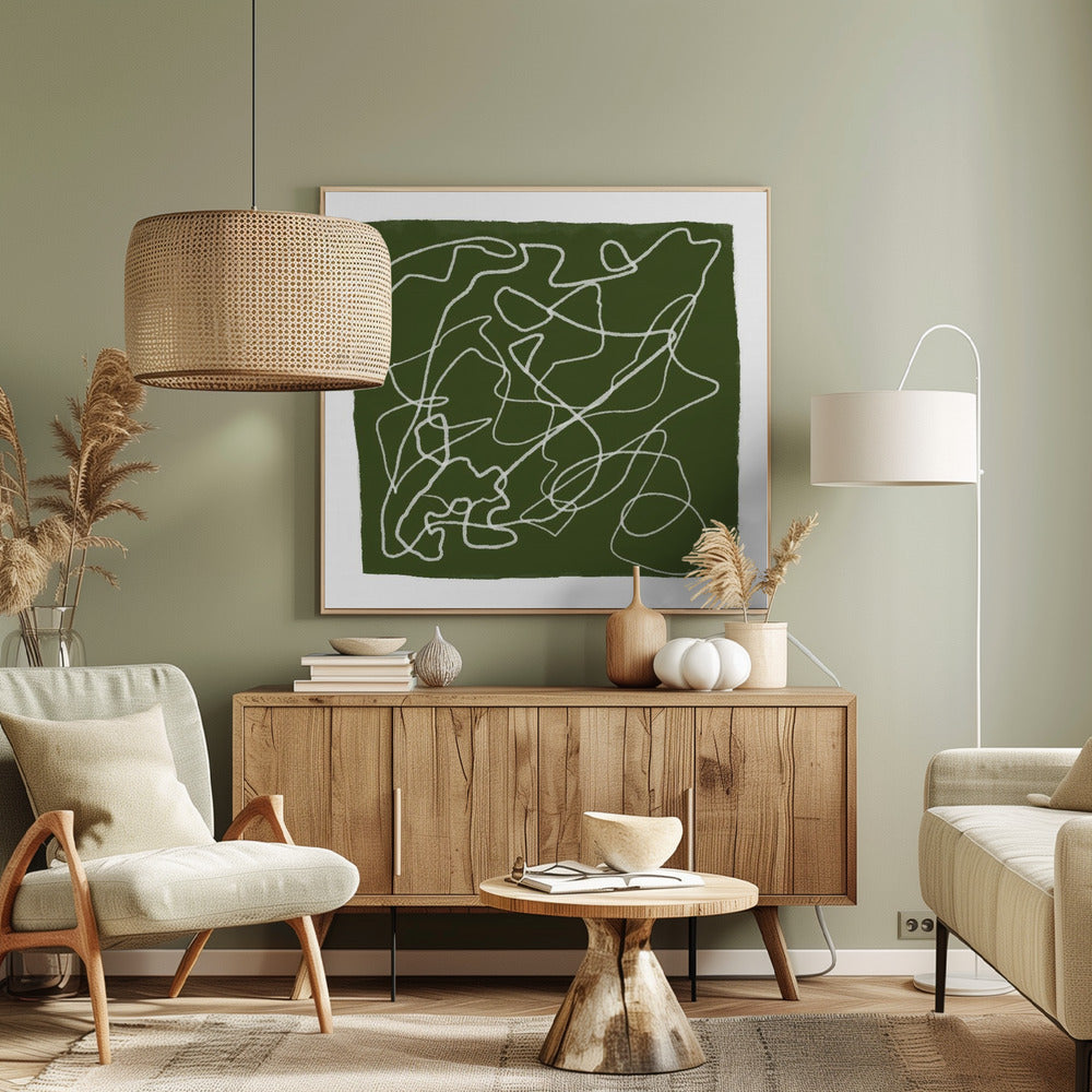 Groene krabbellijnen | Canvas