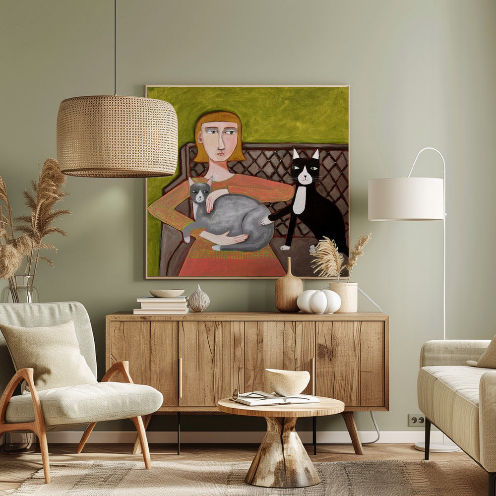 De jaloerse kat | Canvas
