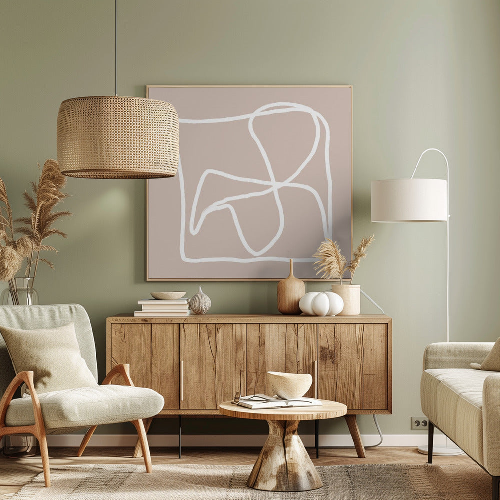 Beige abstracte lijnen | Canvas