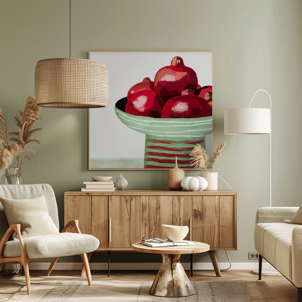 Granaatappels in kom | Canvas
