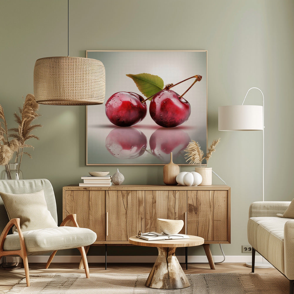 Twee kersen | Canvas
