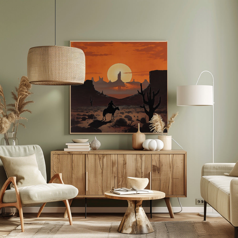 Zonsondergang Cowboy | Canvas