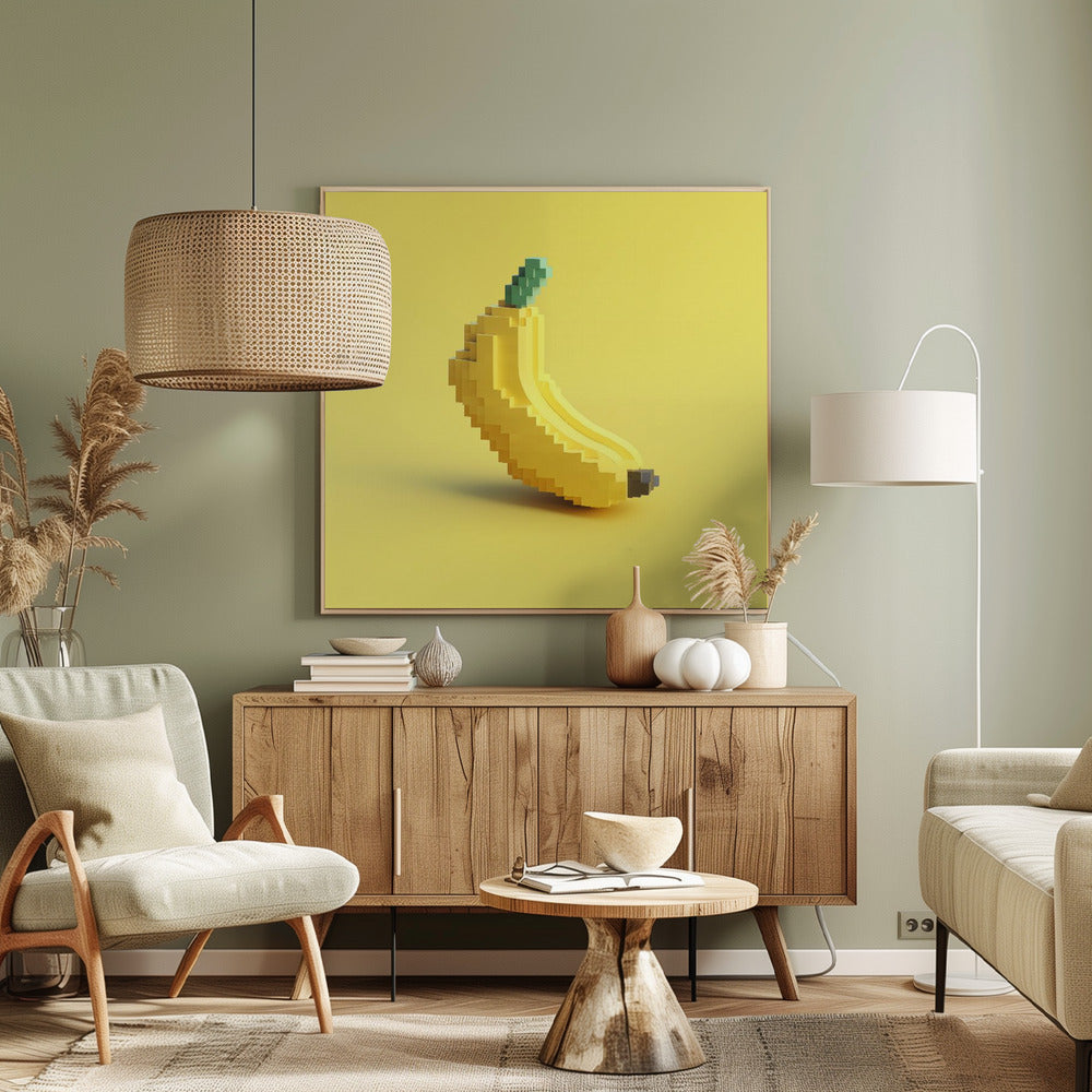 Pixel Fruit Gestileerde Banaan | Canvas