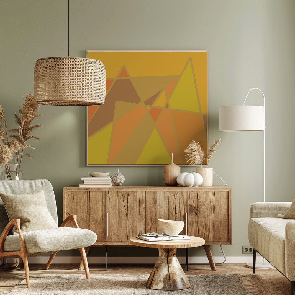 Gouden abstracte bergen | Canvas