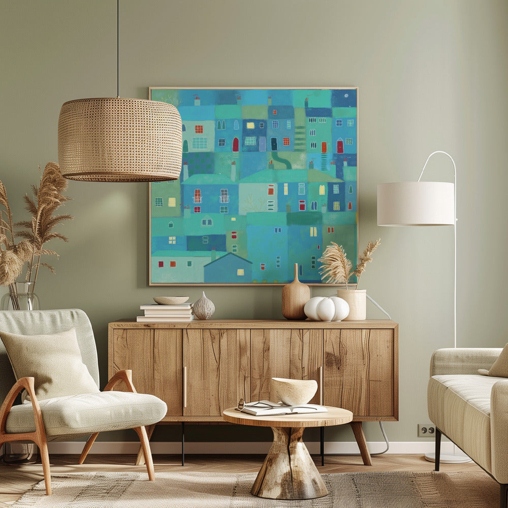 Blauwe Stad Vanaf De Trappen | Canvas