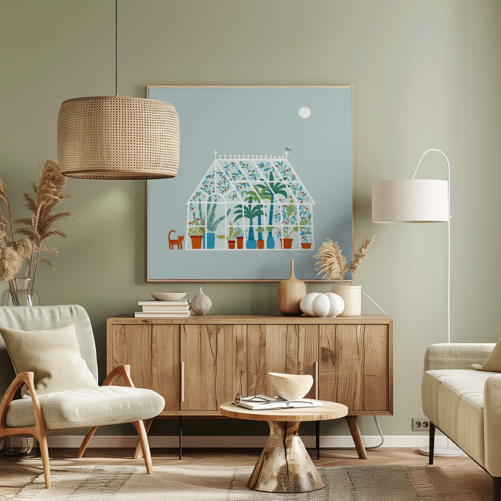 Kas gevuld met diverse planten | Canvas