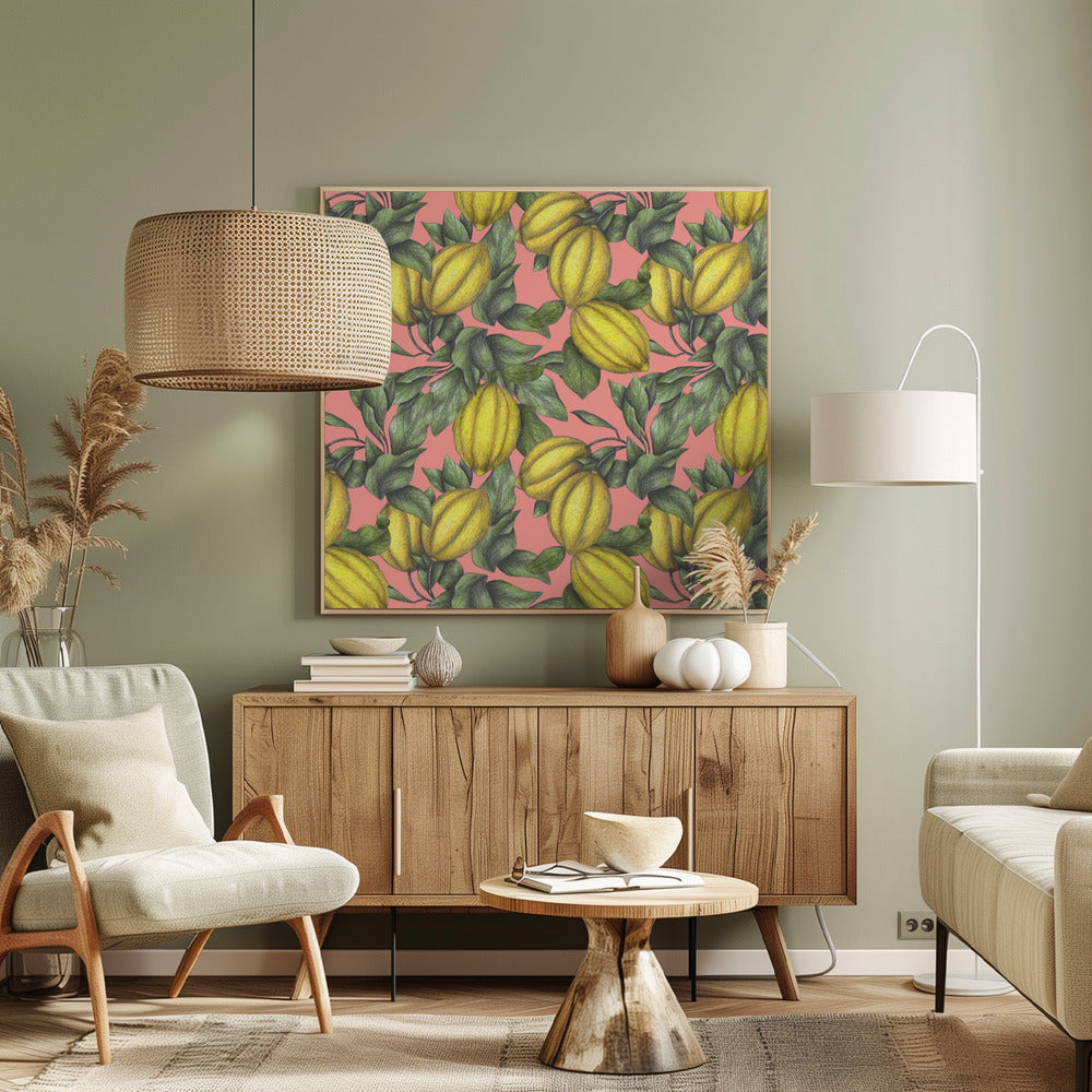 Patroon van gele citroen | Canvas