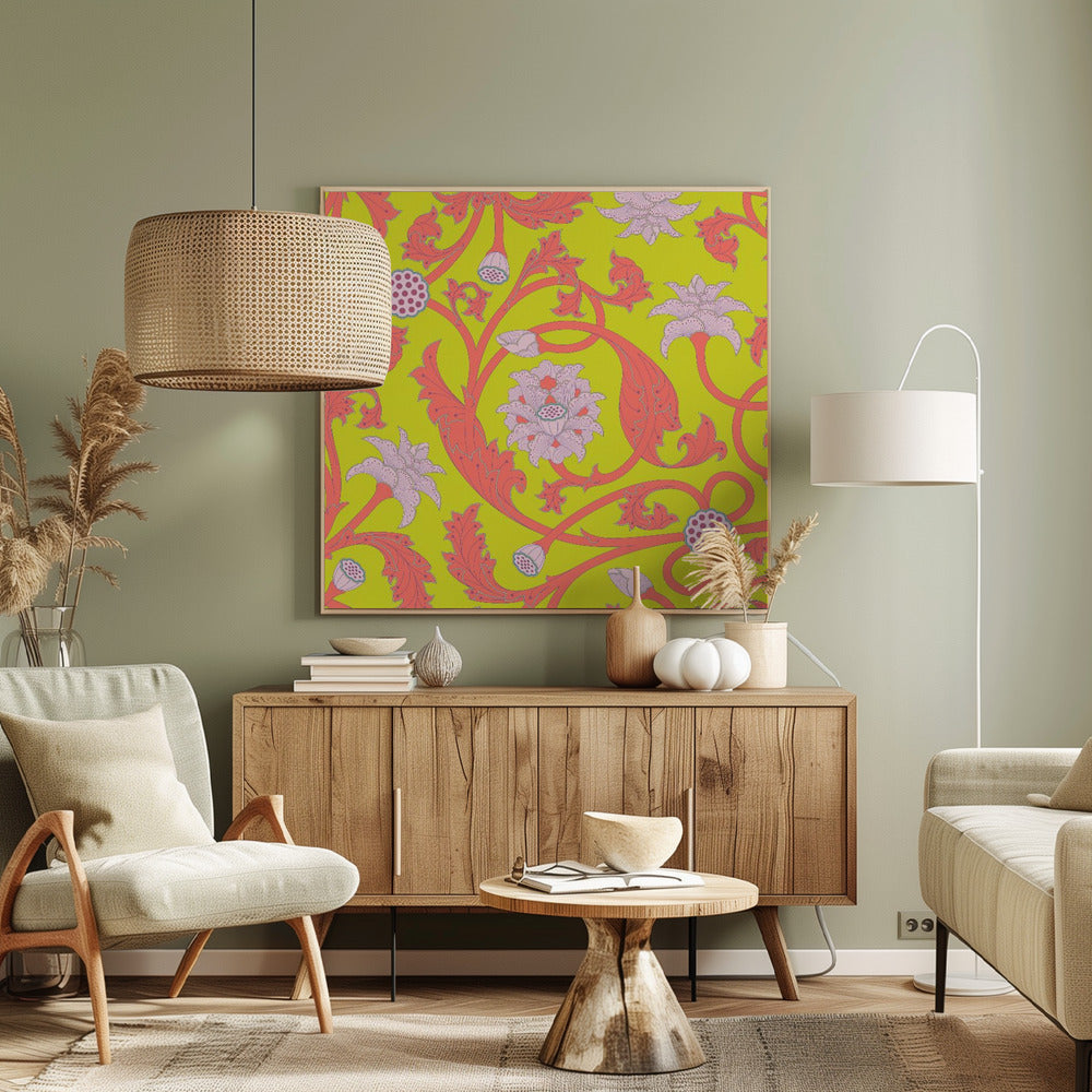 Bloemen grillig doolhof | Canvas