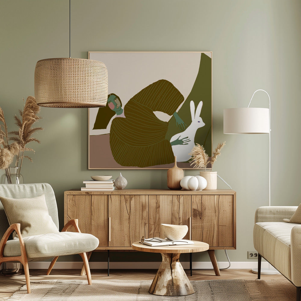 dame met konijn | Canvas