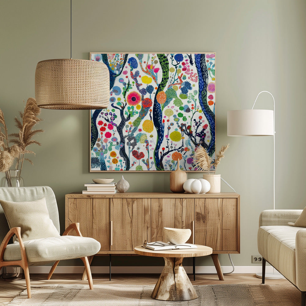Levendig bloemenbos | Canvas