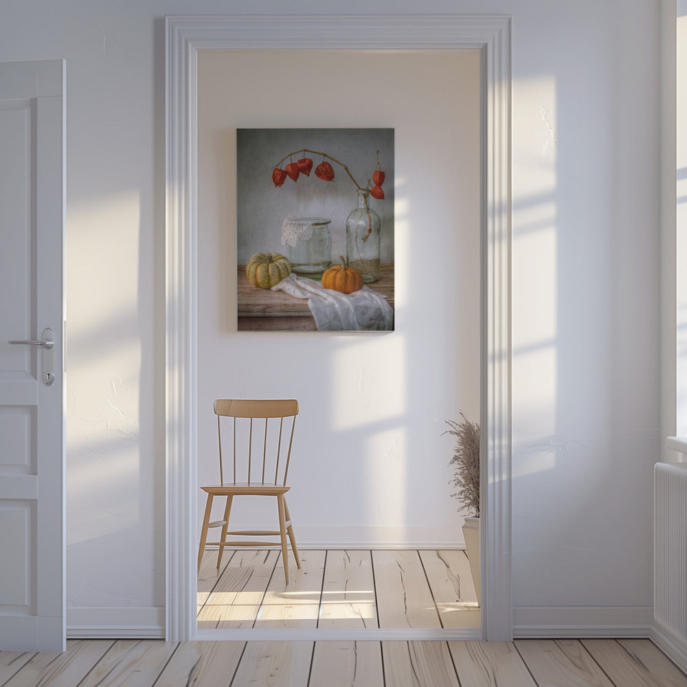 Stilleven met Physalis en Pompoen | Canvas