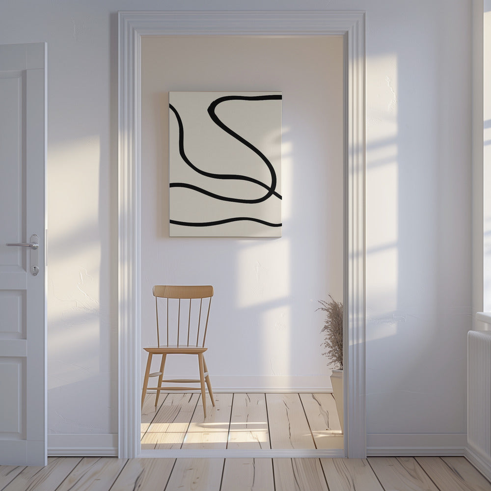 Zwarte lijnen 01 | Canvas
