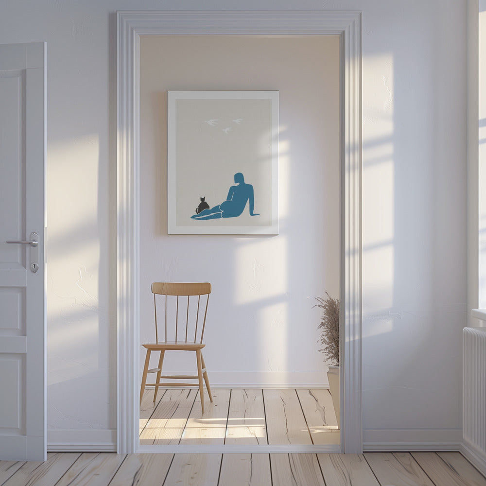 Vrouw en kat | Canvas
