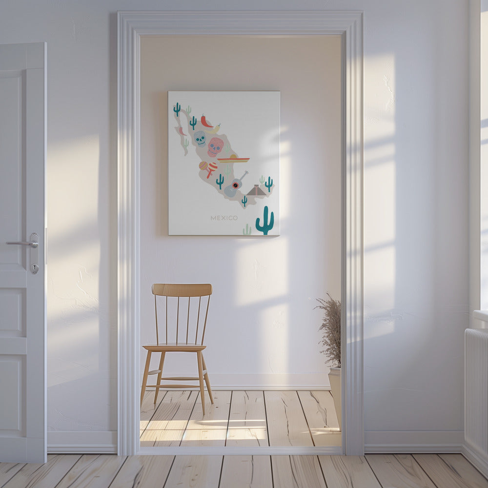 Kaart van Mexico nr. 1 | Canvas