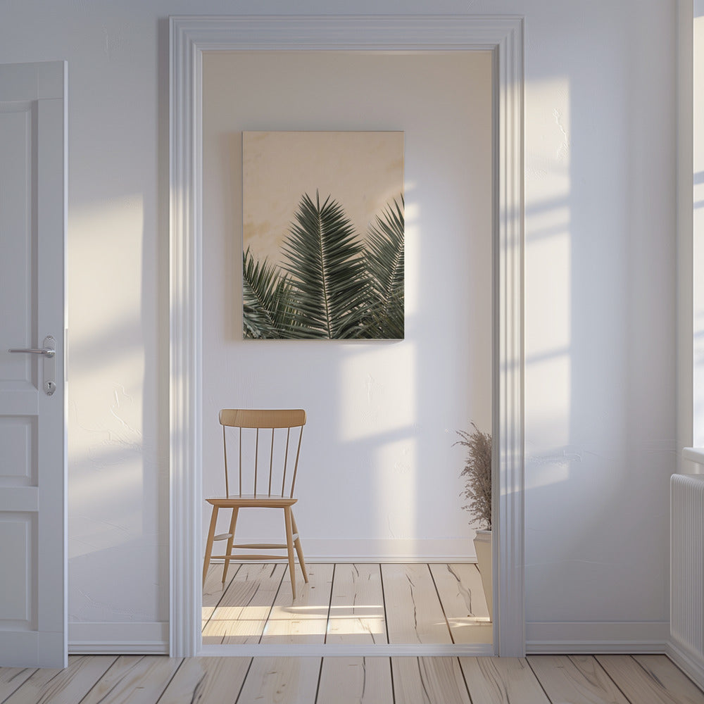 Palmbladeren en muur_1 | Canvas