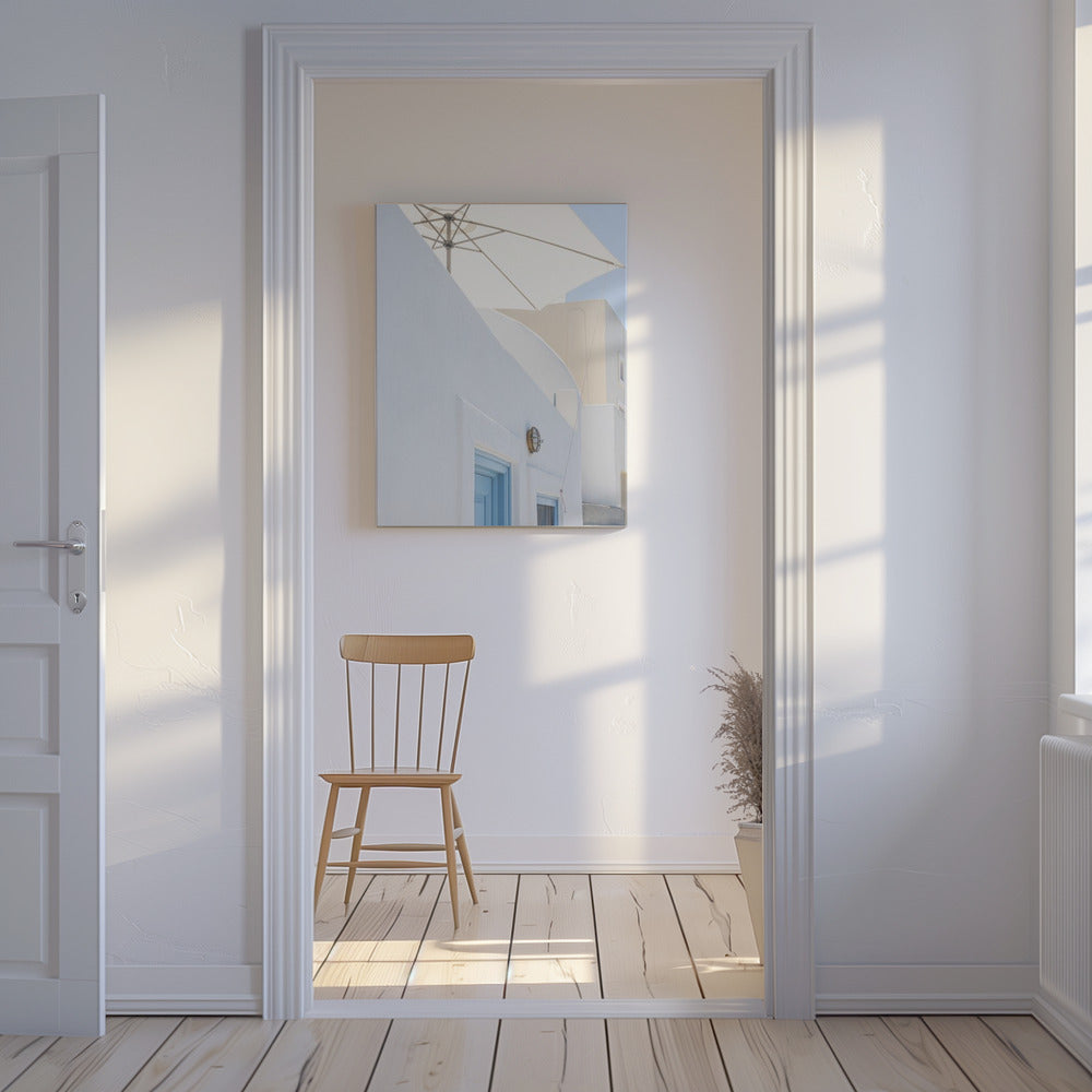 zonnescherm en blauwe deuren | Canvas