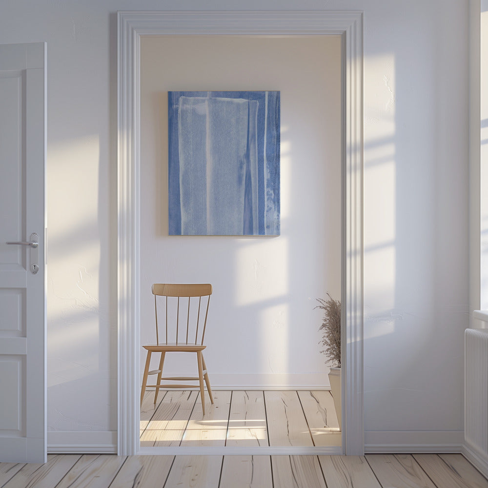Blauw met verticale penseelstreken | Canvas