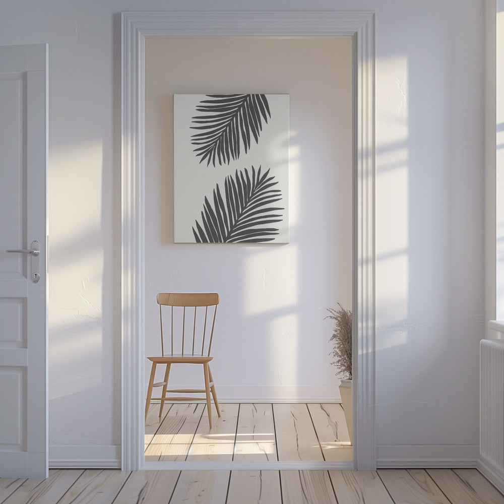 PALMBLAD 12 GRAFIETGRIJS | Canvas
