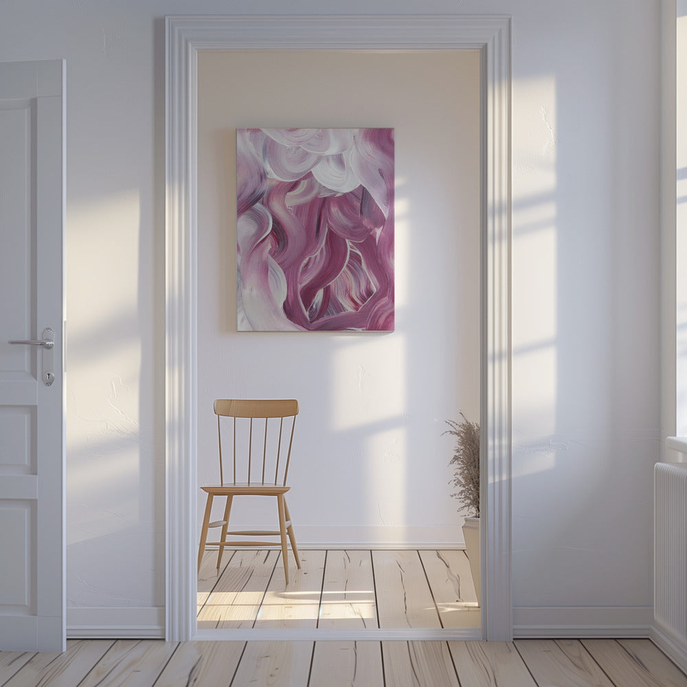 Expressive Pink and White Brushstrokes | Canvas