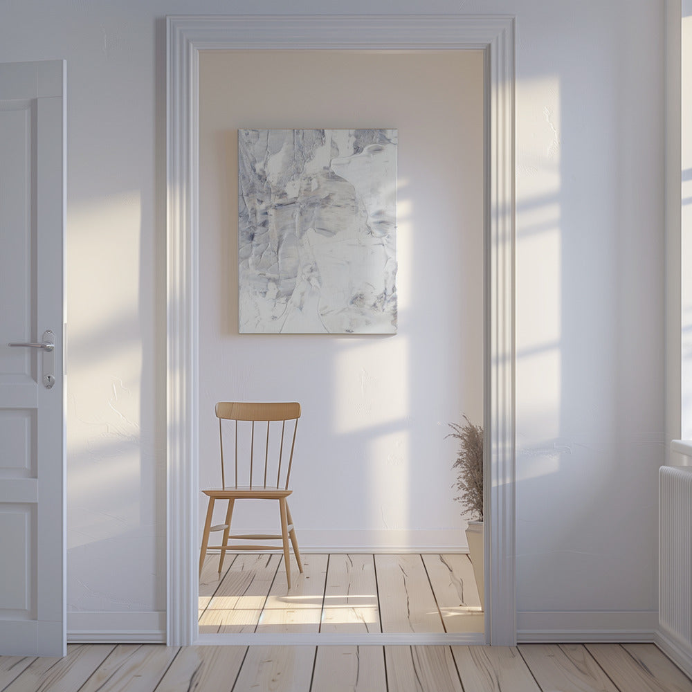 Witte en grijze penseelstreken | Canvas