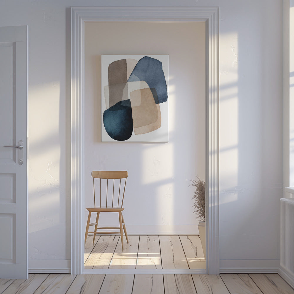 Blauwbruine blokken | Canvas