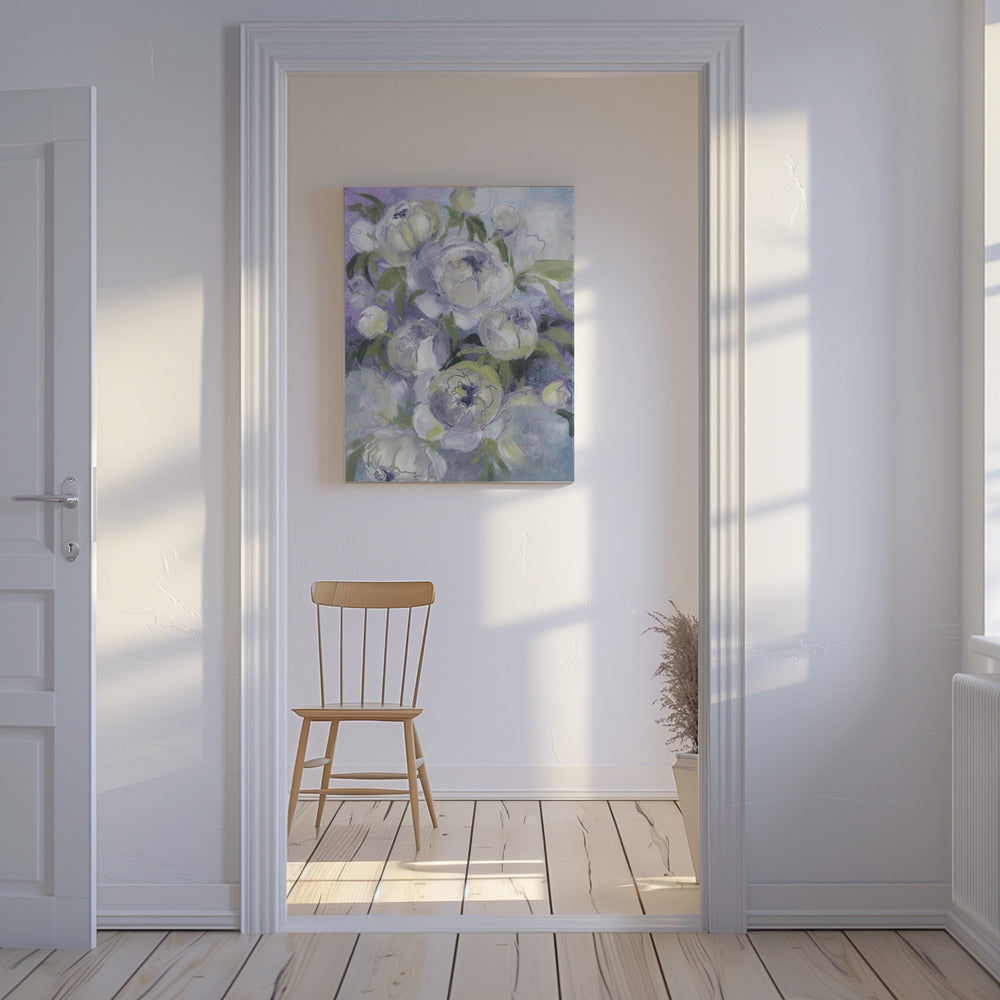 Droevige schilderachtige bloemen in violet | Canvas