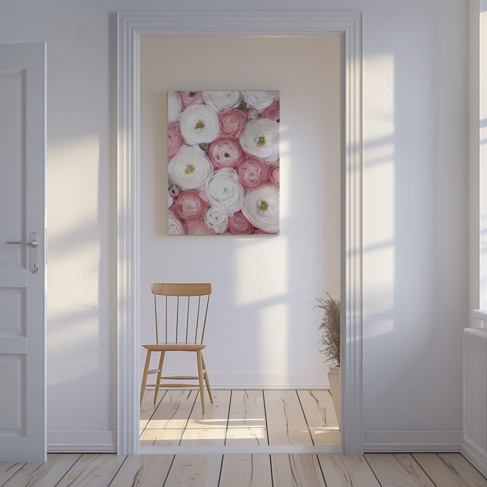Verspreide ranonkel in gedempt roze I | Canvas