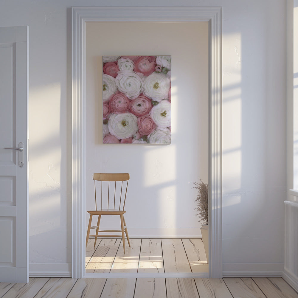 Verspreide ranonkel in gedempt roze II | Canvas