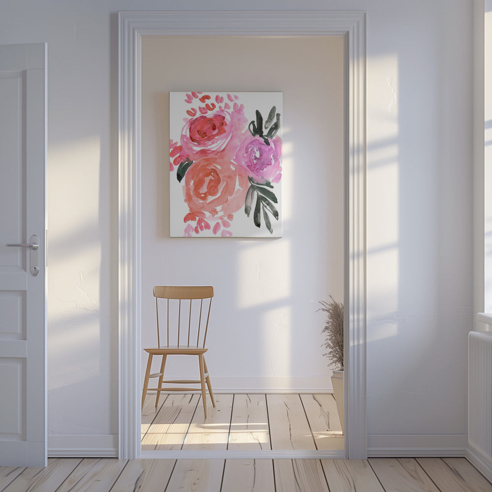 Maeko losse aquarel bloemen I | Canvas