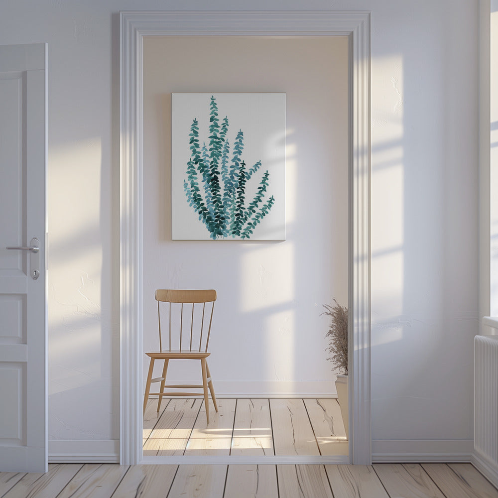Aquarel eucalyptustak in blauwgroen | Canvas