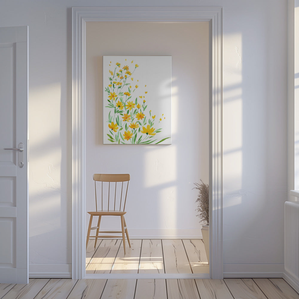 Gele aquarel wilde bloemen | Canvas