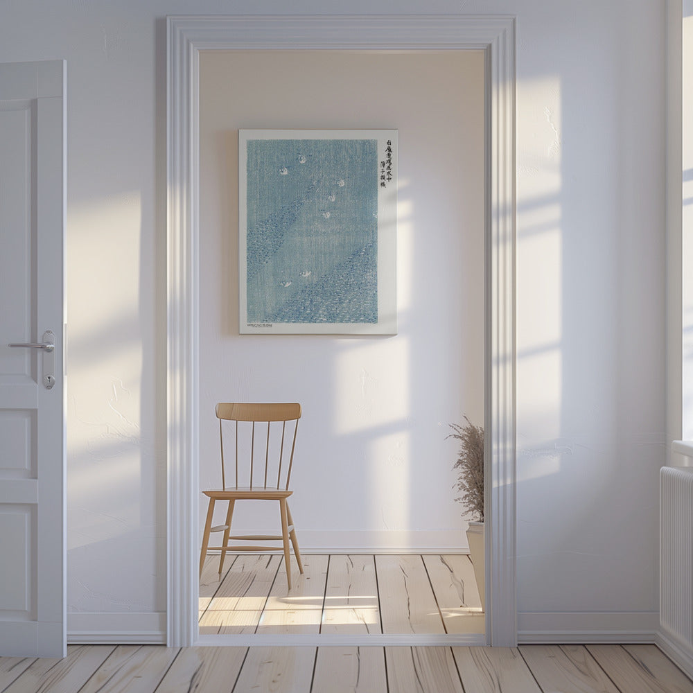 Houtsnede Blauw | Canvas