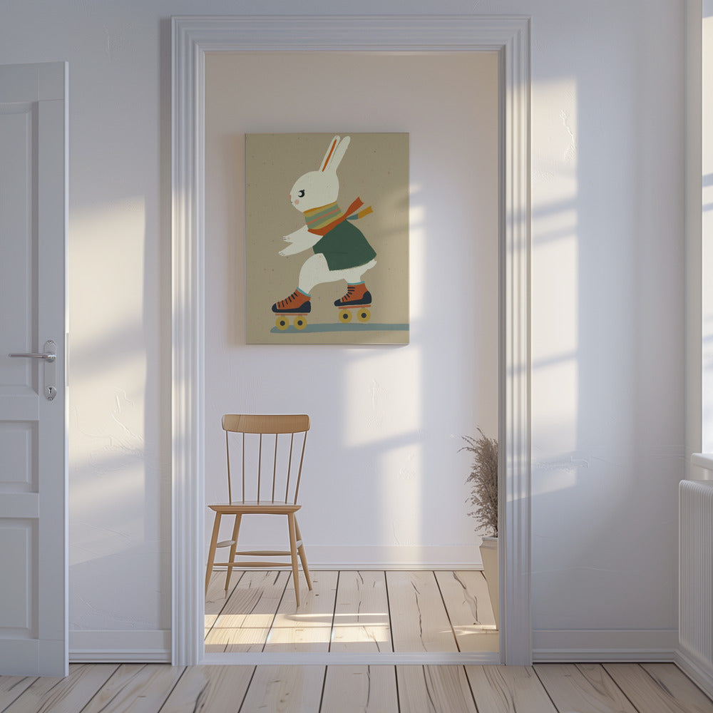 Schaatsend Konijntje Bliss | Canvas