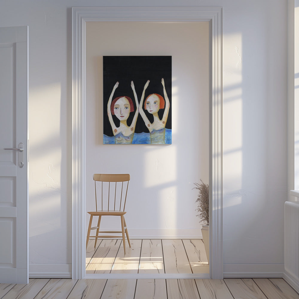 Zwemmende meisjes | Canvas