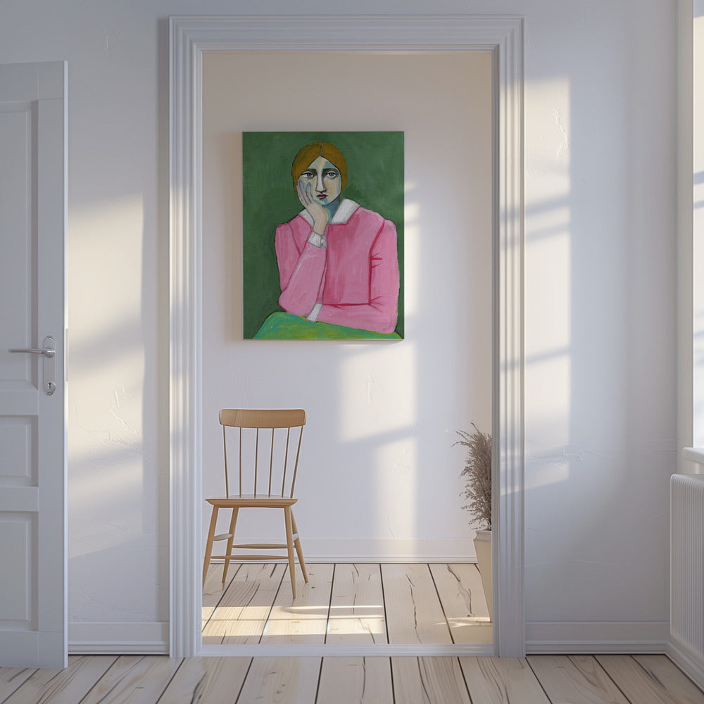 Vintage dame in roze | Canvas