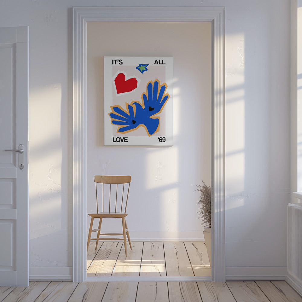 Het is allemaal liefde '69 Bird Blue | Canvas