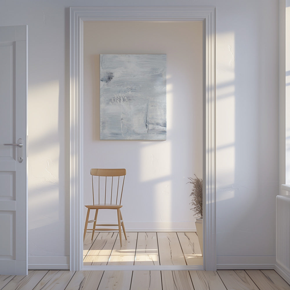 Witte en grijze penseelstreken | Canvas