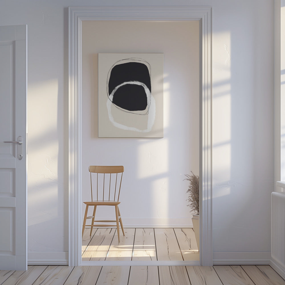 Black And White Shapes With Fluid Lines | Canvas