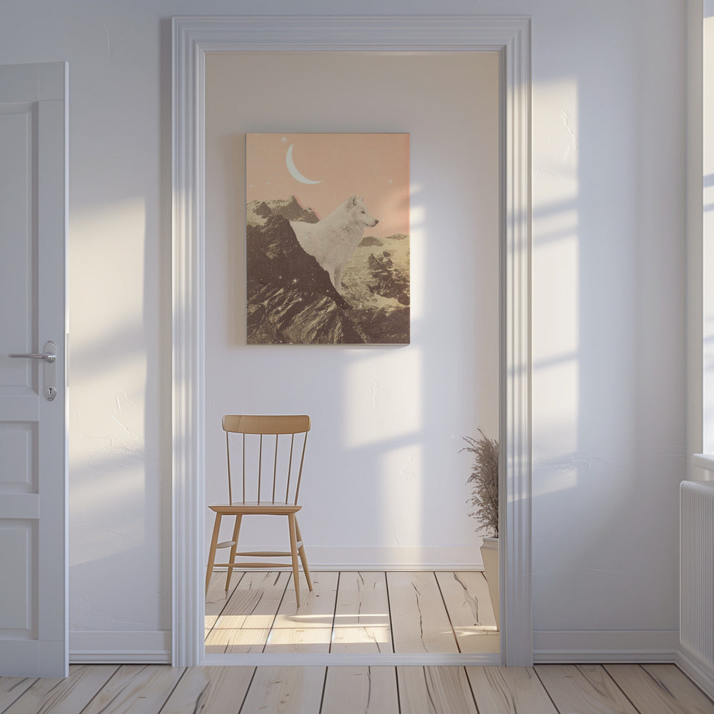 Reuzenwitte wolf in de bergen | Canvas